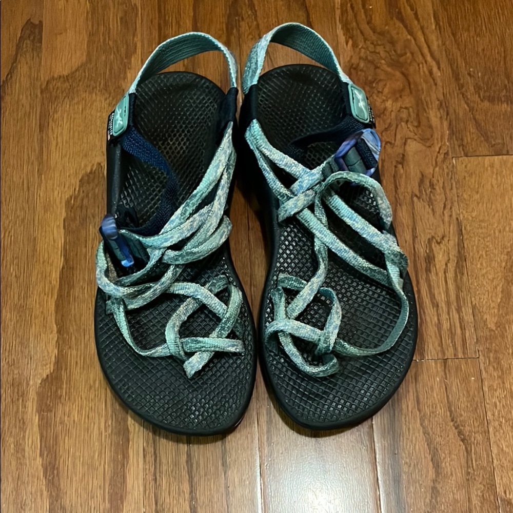 Chaco: Teal and Black Strappy Sandals